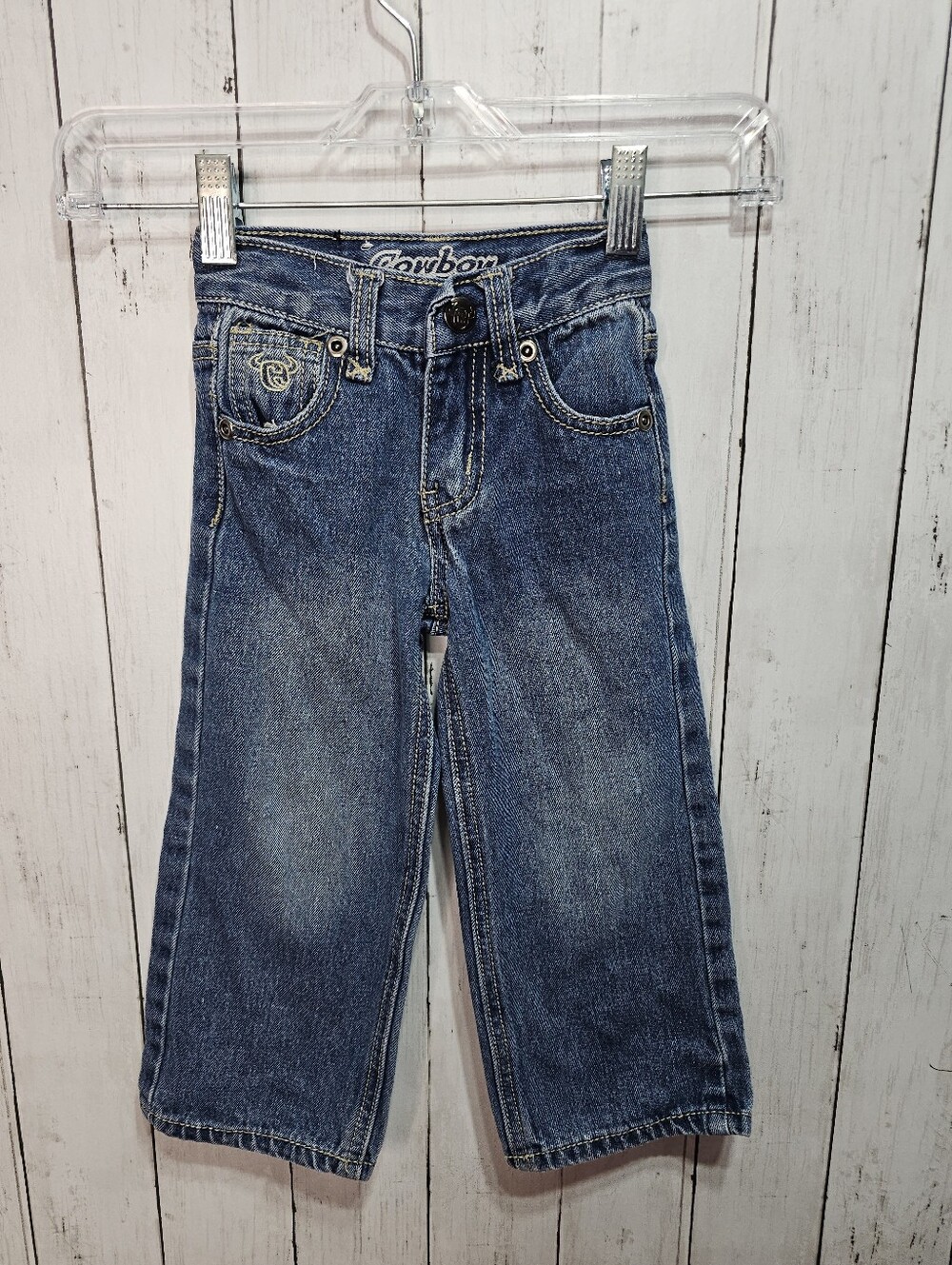 Cowboy Hardware Boys Jeans Western Stitching Longhorn Cow Bull Steer Size 3T.